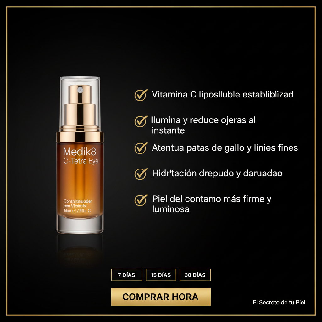Infografía beneficios Medik8 C-Tetra Eye contorno ojos Vitamina C
