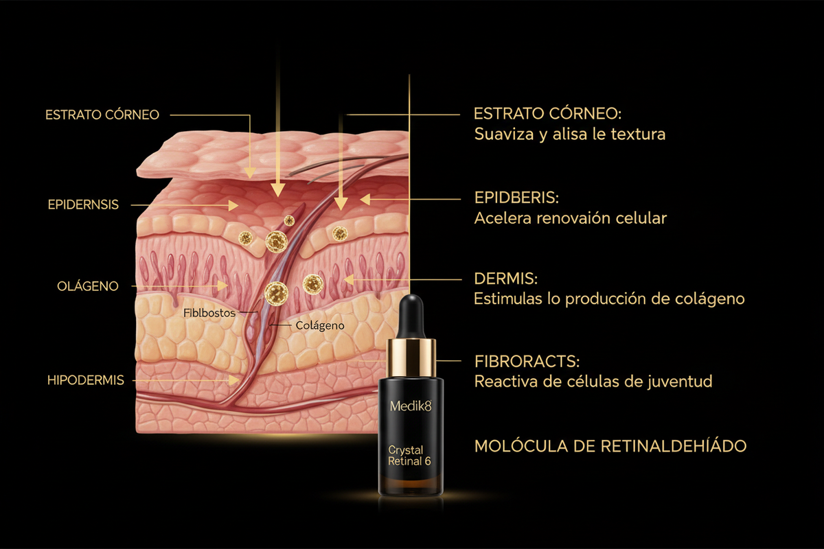 Infografía científica Crystal Retinal 6 - acción en capas de la piel