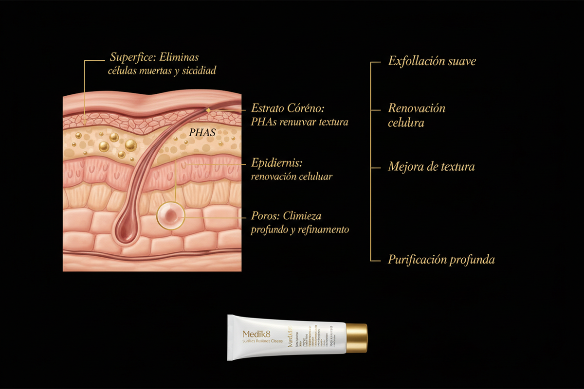 Infografía científica Medik8 Surface Radiance Cleanse