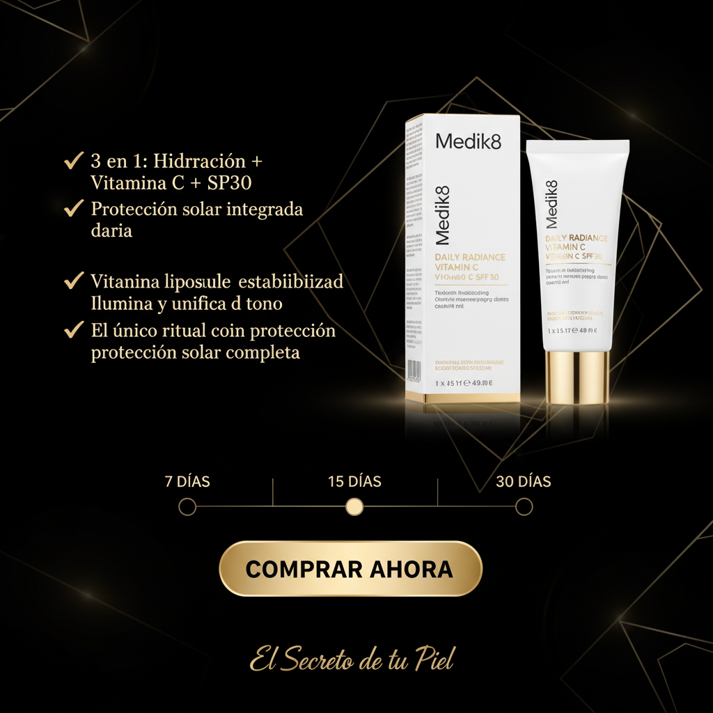 Infografía beneficios Medik8 Daily Radiance SPF30