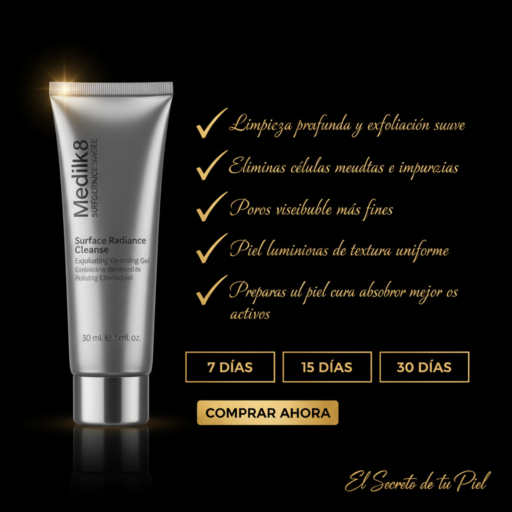 Infografía beneficios Medik8 Surface Radiance Cleanse