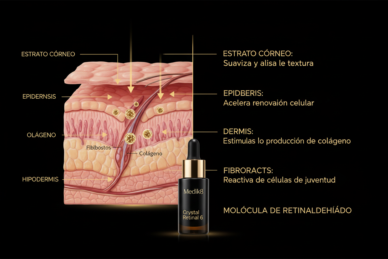 Infografía científica Crystal Retinal 6 - acción en capas de la piel